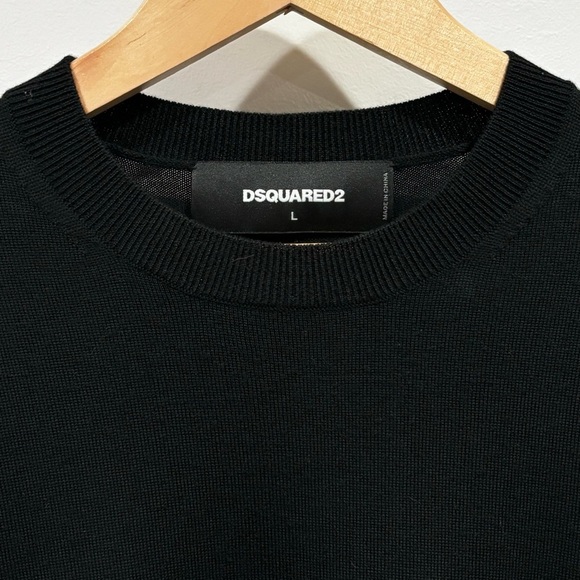 DSQUARED2. The Side Zip Wool Black Crewneck Pullover Zipper Side bands Size L - Picture 6 of 16